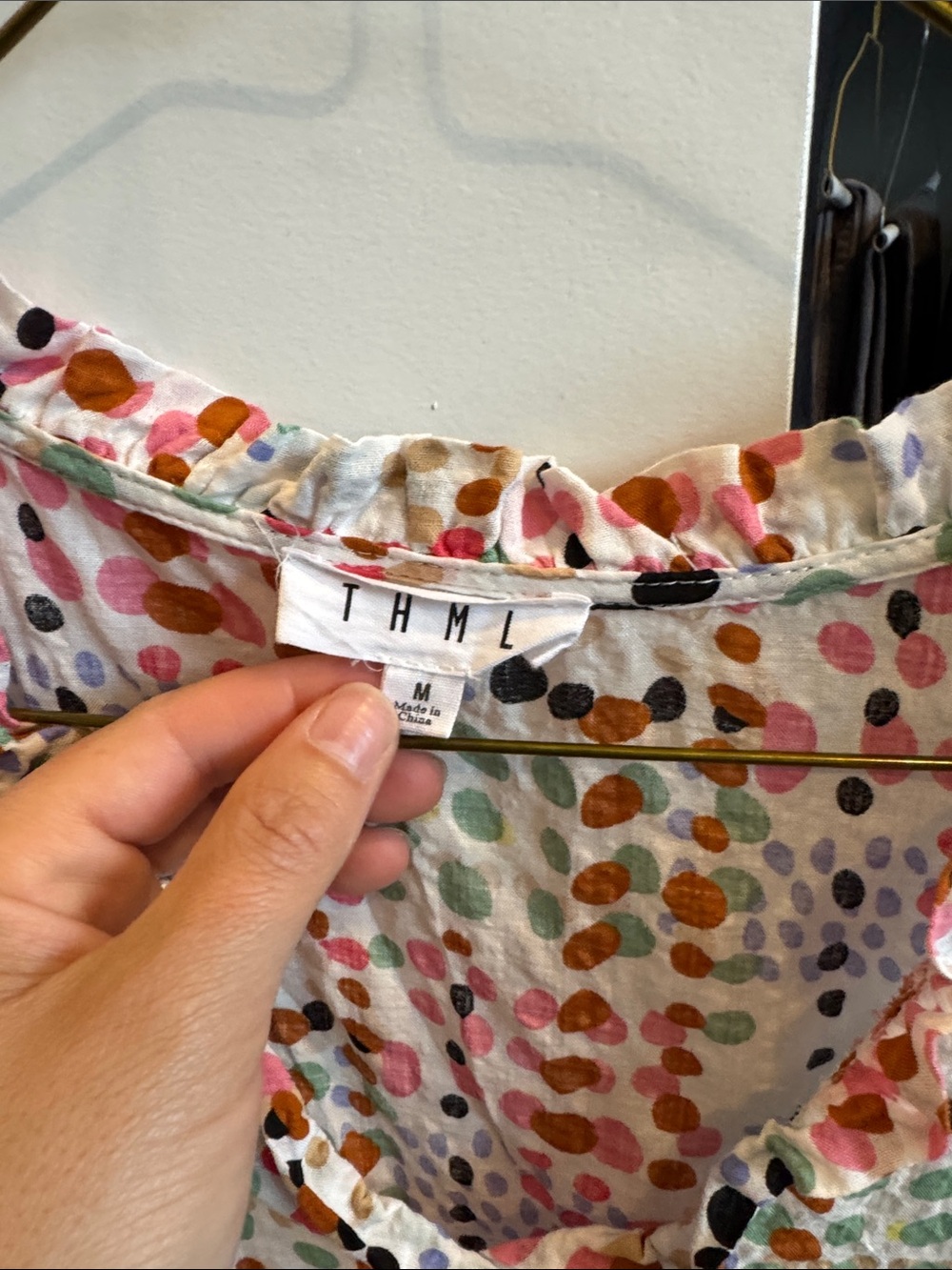 THML Multicolor Dot Ruffle Tank Top on White - Picture 2 of 3